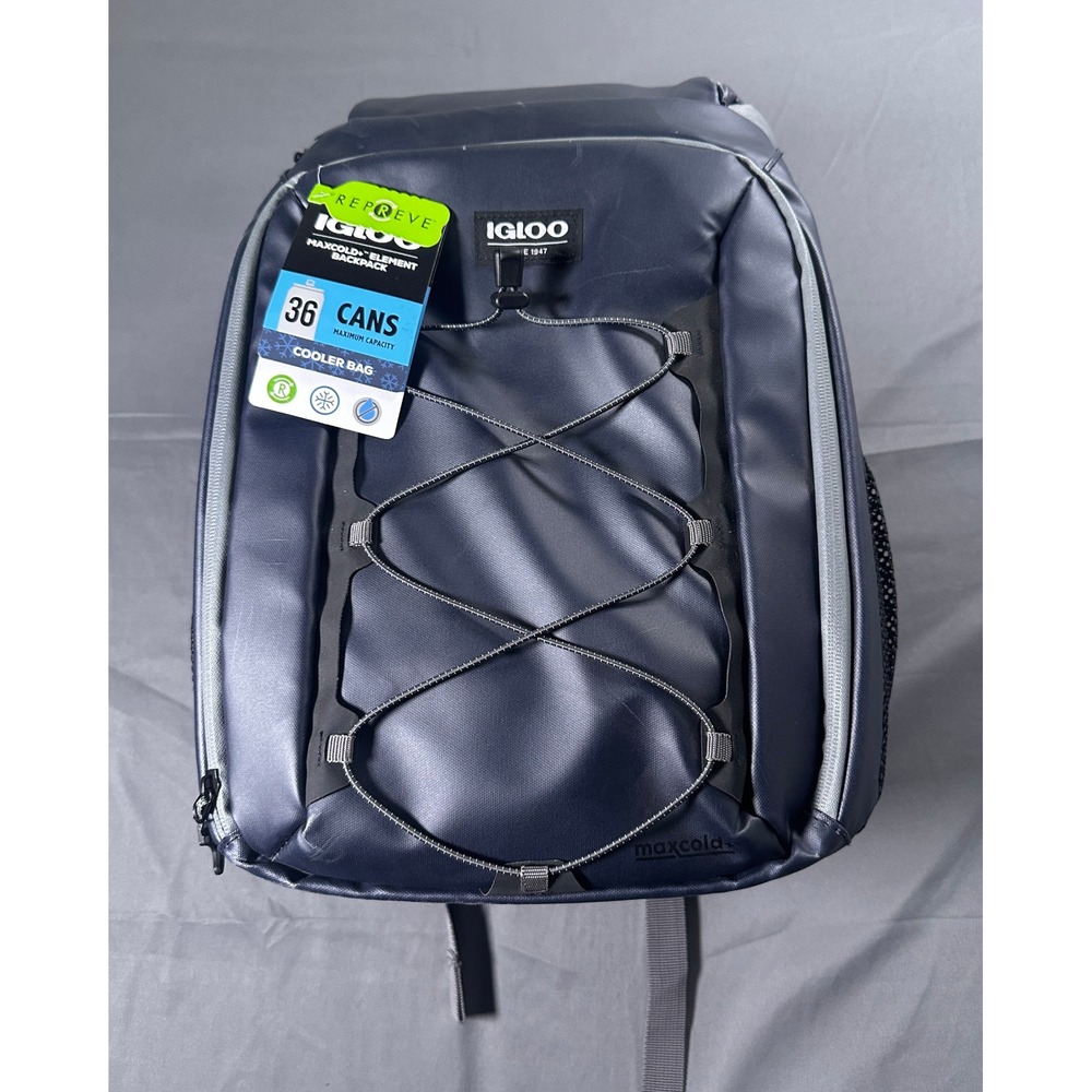 Igloo MaxCold Element 36 Can Backpack Cooler‎ Bag Rugged Blue Repreve 4904292